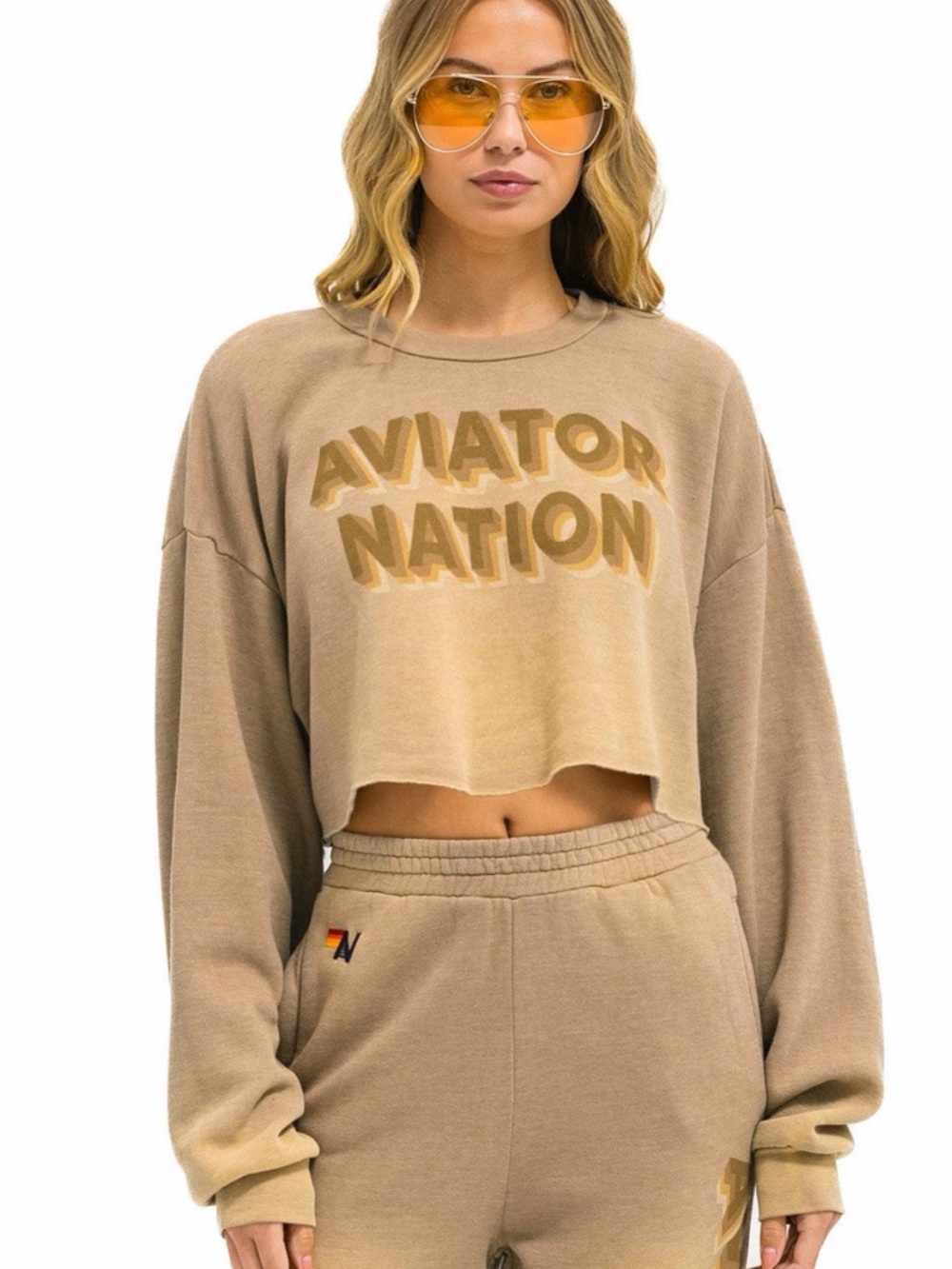 AVIATOR NATION 3D CROPPED CREW SWEATSHIRT - Relaxed fit NWT
